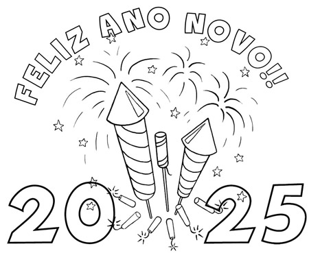 Desenho para crianças Feliz Ano novo 2024