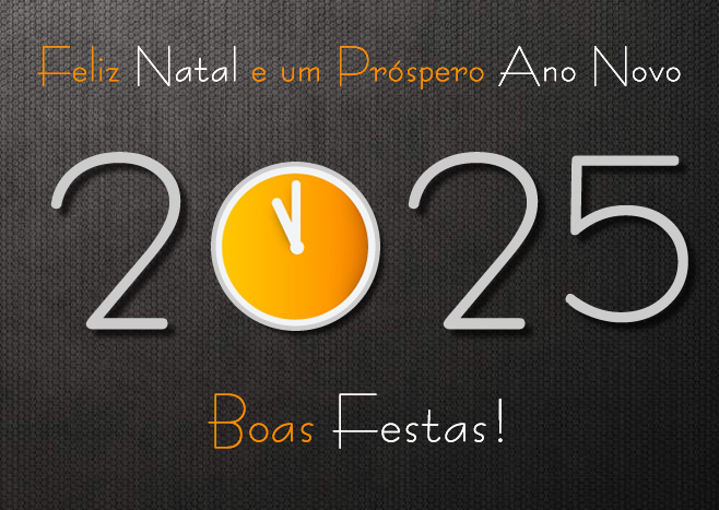 imagem com texto 2025 e relógio que marca quase meia-noite para comemorar a chegada do ano novo