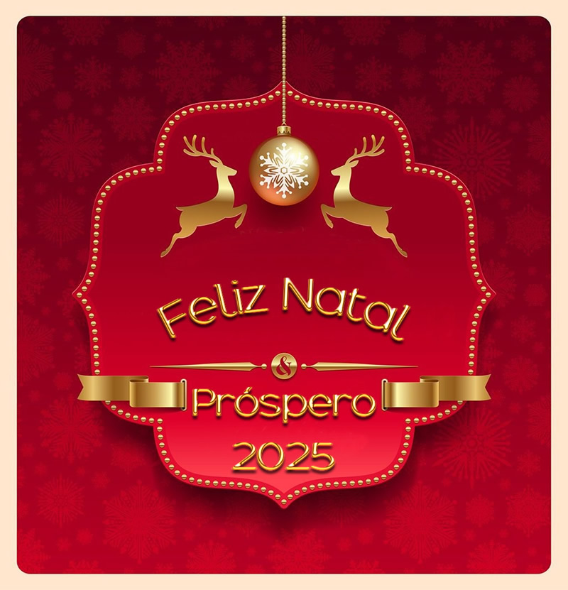 Imagens elegantes de saudações de colegas, profissionais, clientes e empresas. Feliz Natal e Próspero Ano Novo 2025 escrito em ouro com símbolos de Natal