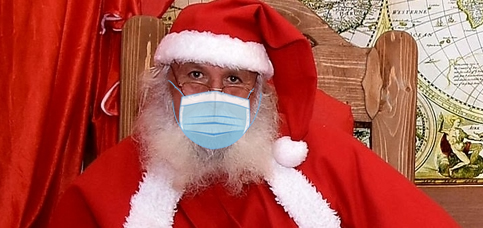 imagem do Papai Noel usando uma máscara de coronavírus
