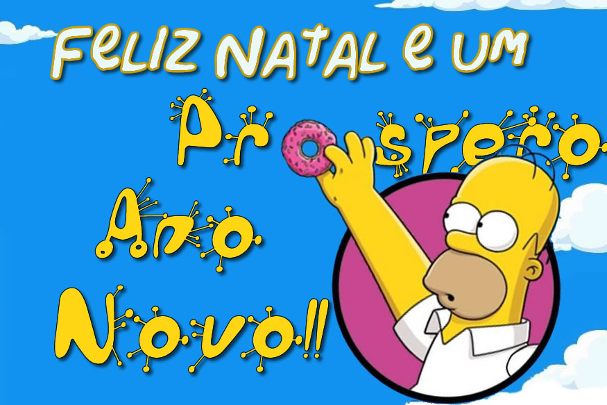 Homer, protagonista da série de desenhos animados Os Simpsos aqui nos dá seus melhores votos, mas sempre um amante de donuts está roubando um donut